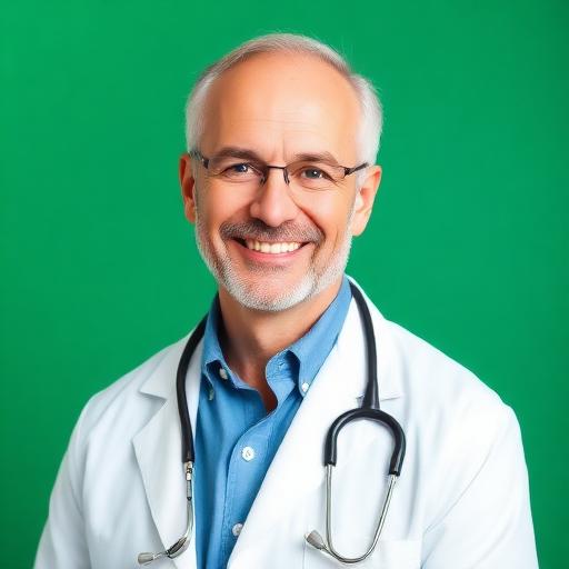 Smiling doctor in white coat