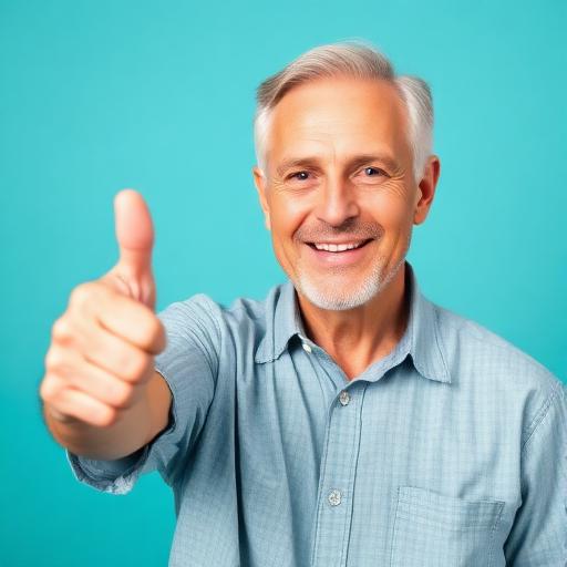 Smiling patient giving thumbs up